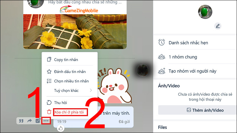 Xóa tin nhắn Zalo 02