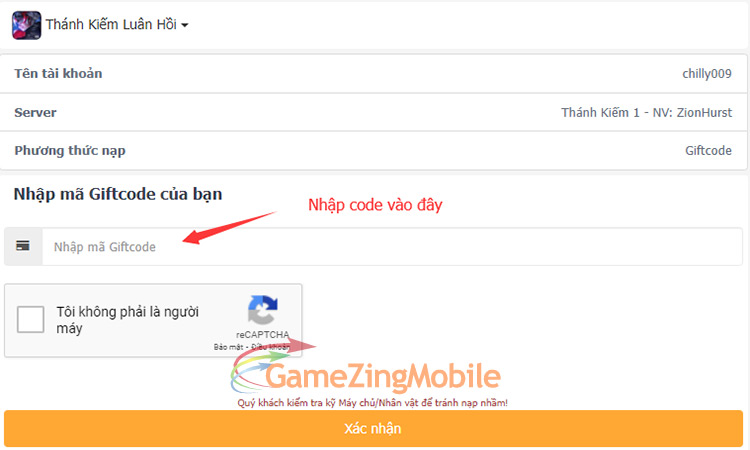 Cách nhập GiftCode Thánh Kiếm Luân Hồi 04