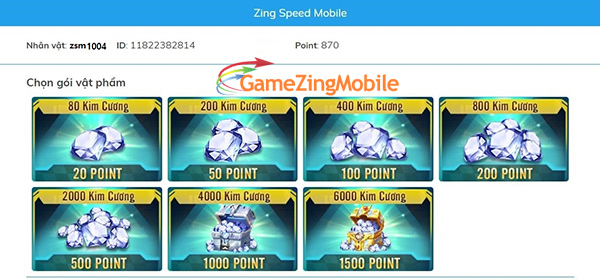 Nạp thẻ ZingSpeed Mobile 02