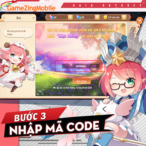 Cách nhập GiftCode Mật Mã Gaia 03