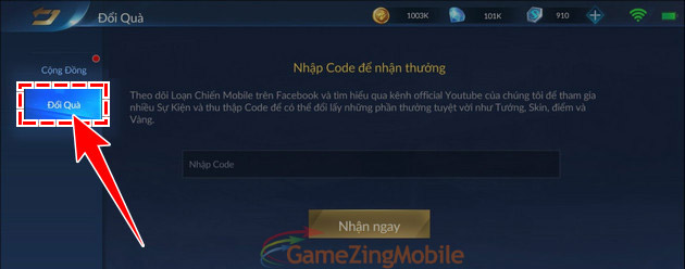 Cách nhập Code Loạn Chiến Mobile 02