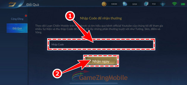 Cách nhập Code Loạn Chiến Mobile 03