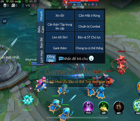 Hướng dẫn tính năng Chat Nhanh trong Loạn Chiến Mobile Chat nhanh trong Loạn Chiến Mobile
