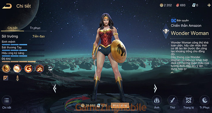 Hướng dẫn cách lên đồ Wonder Woman Liên Quân 01
