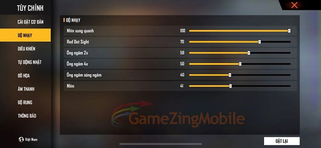 Cách chỉnh độ nhạy Free Fire 3