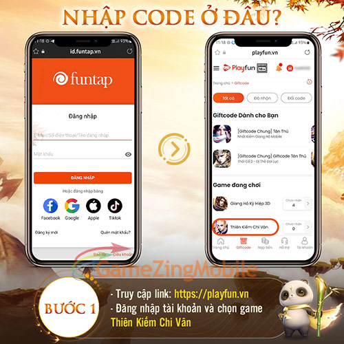 Cách nhập Code Thiên Kiếm Chi Vân 1