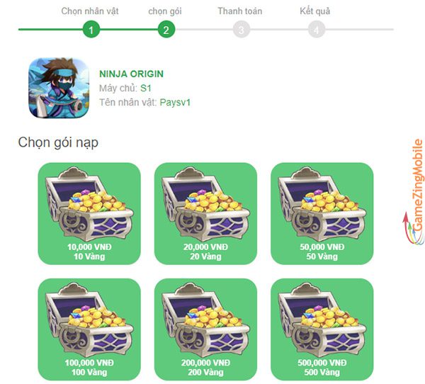 Nạp thẻ Ninja Origin 3